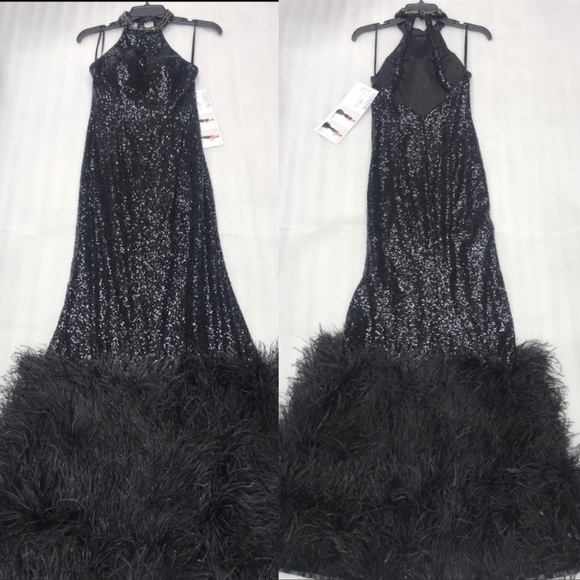 Colette for Mon Cheri sequins ELEGANT OSTRICH bottom long Gown - Picture 3 of 8